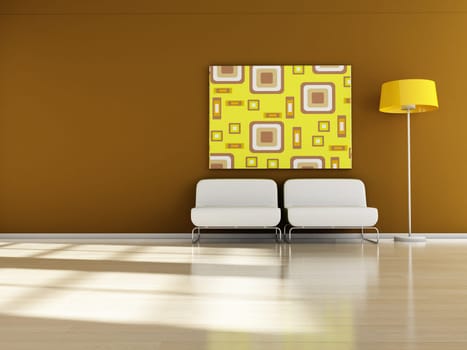 modern interior (3D render) -  Retro Furniture