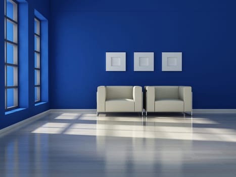 modern interior (3D render) -  Elegance in Blue