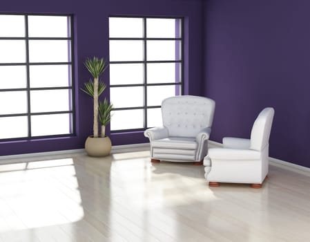 modern interior (3D render) -  Living Room