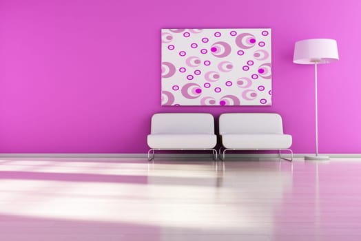 modern interior (3D render) -  Retro Furniture