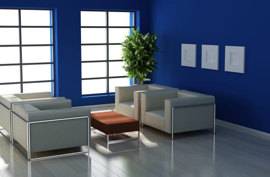 modern interior (3D render) -  Living Room