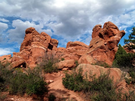 Beautiful red rocks at “Garden of the Gods” in Colorado Springs, Colorado