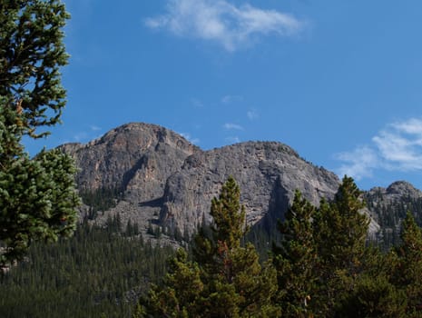 “Bald Pate Inn”, mountain, mountain peak, landscape, conifers, pine trees, clear blue sky, Estes Park, Colorado, rocky mountain peak, rocky, rocky, range, USA
