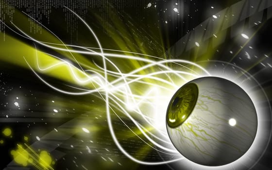 Digital illustration of eye in colour background