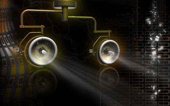 Digital illustration of shadow less lamp in colour background