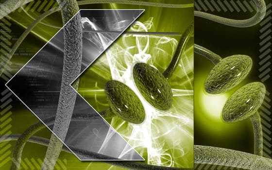 Digital illustration of synapse in colour background