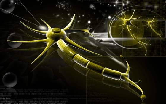 Digital illustration of neuron in colour background