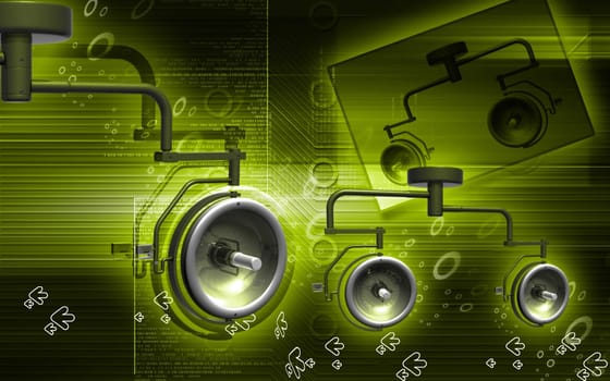 Digital illustration of shadow less lamp in colour background