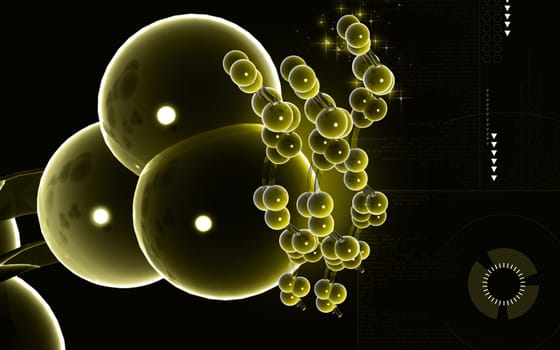 Digital illustration DNA structure in colour background