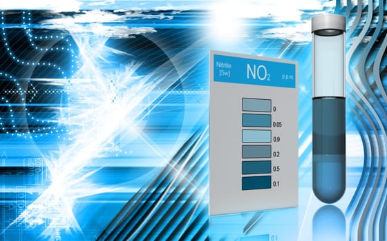 Digital illustration of nitrite test in colour background