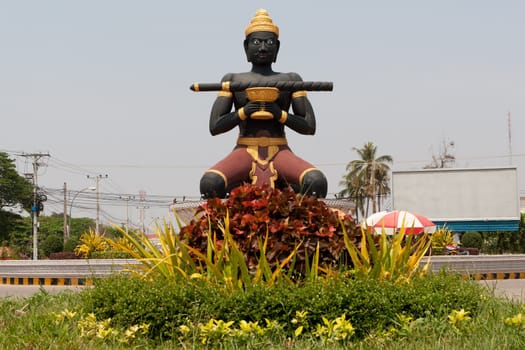 Landmark of Battambang,the statue of Kranhoung Stick King gave this name to this city of Cambodia