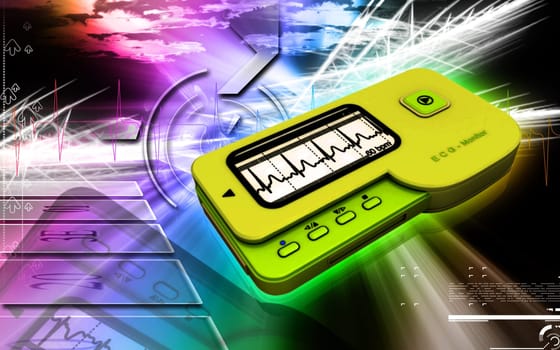 Digital illustration of ECG in colour background