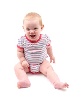 A baby isolated against a white background