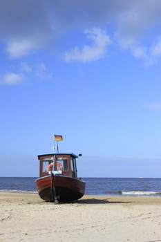 Fishing boat on the beach on the island of Usedom