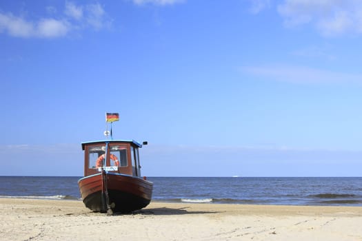 Fishing boat on the beach on the island of Usedom