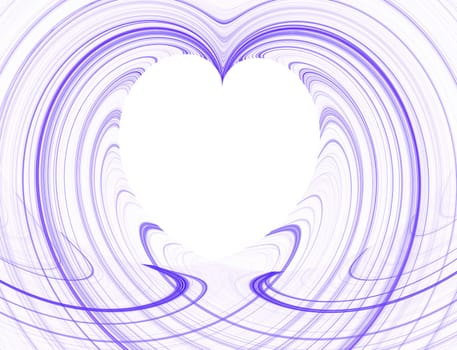 White Heart Copy Space surrounded by purple fractal design.