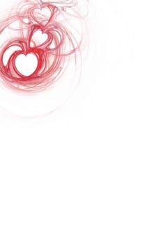 Red heart design on a white background with copy space for powerpoint, stationary, etc.
