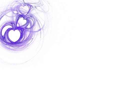 Purple heart design on a white background with copy space for powerpoint, stationary, etc.