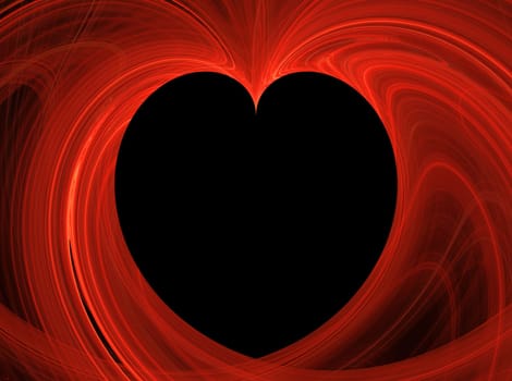 Black Heart Copy Space surrounded by red fractal design.