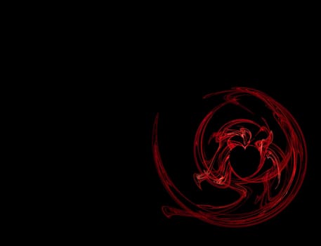 Red heart design on black background with copy space can be used for powerpoint and overhead presentations.