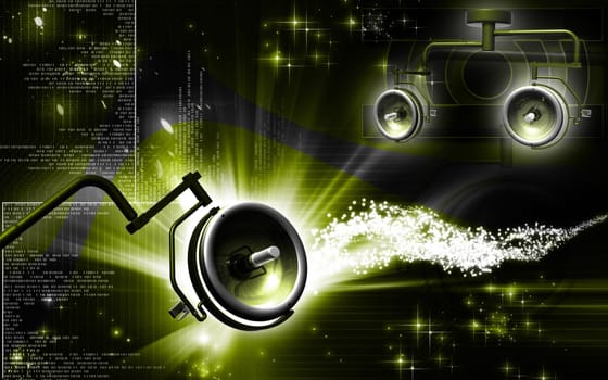 Digital illustration of shadow less lamp in colour background