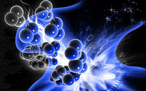 Digital illustration DNA structure in colour background