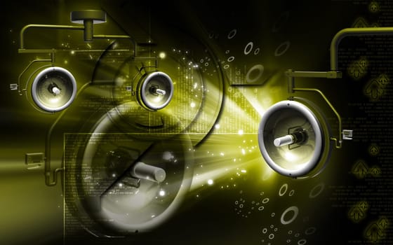 Digital illustration of shadow less lamp in colour background