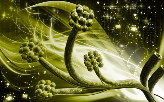 Digital illustration of alveoli in colour background