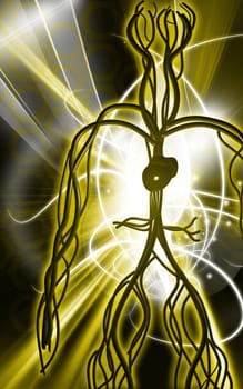 Digital illustration of vascular system in colour background