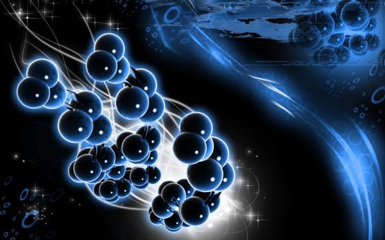 Digital illustration DNA structure in colour background
