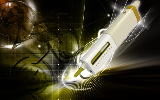 Digital illustration of insulin pen in colour background