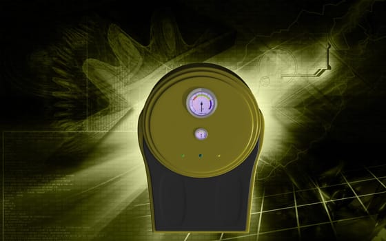 Digital illustration of weigh machine in colour background