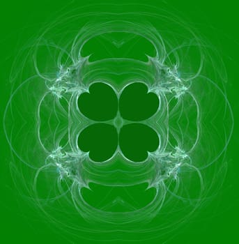 Green and white, seamless clover abstract fractal wallpaper, textile pattern or background design.that can be used for St. Patrick’s Day.