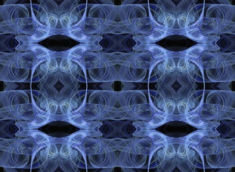 Seamless abstract fractal wallpaper, textile pattern or backbround in blue, baby blue, white and black.