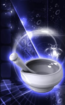 Digital illustration of ayurvedic medicine in making