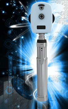 Digital illustration of ophthalmoscope in colour background