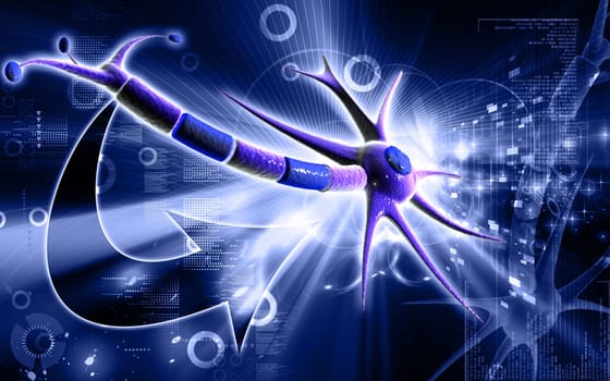 Digital illustration of neuron in colour background