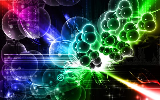 Digital illustration DNA structure in colour background