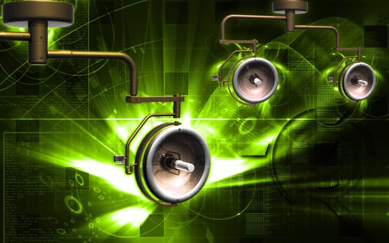 Digital illustration of shadow less lamp in colour background