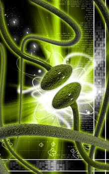 Digital illustration of synapse in colour background