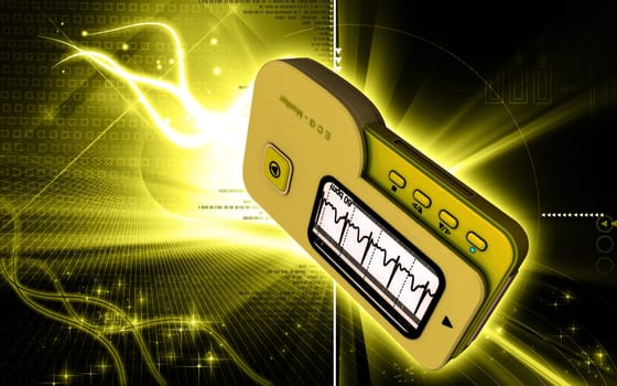 Digital illustration of ECG in colour background