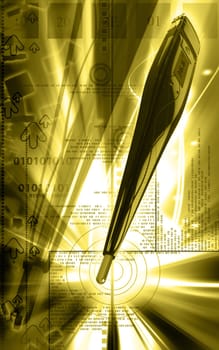 Digital illustration of thermometer in colour background