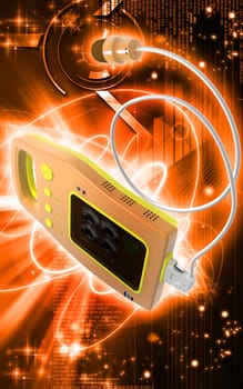 Digital illustration of palm bladder scanner in colour background