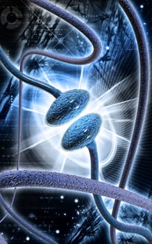 Digital illustration of video Synapse in colour background