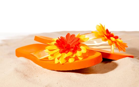 flip-flops  on a sunny beach