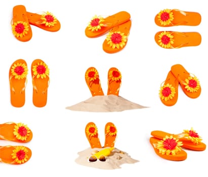 collection sunny orange flip-flops or sandals