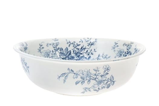 Antique hand painted washbowl isolated on white background