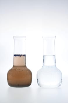 Sample of clean and dirty water isolated