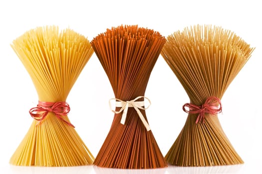 Close up of basic italian pasta, isolated on white.