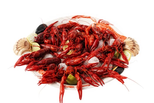 crayfish cooked in the dish served on ice